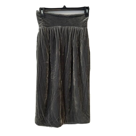 Fendi Womens Velvet Pull On Straight Cut Midi Skirt Gray Olive 40 S M 4 Button - Picture 1 of 16
